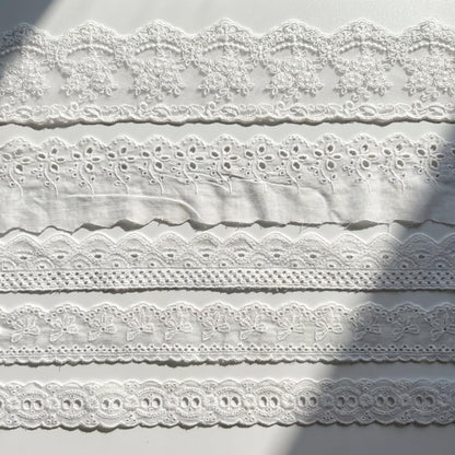 IDONGCAI 10 Yards Lace Trim Set for Sewing & Crafts – 5 Styles Lace Ribbon Bundle, Embroidered Eyelet Lace Trim for Wedding, Baby & DIY Fabric Embellishments(Ivory)