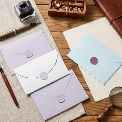 Jaloro 60 Pcs Wax Seal Stickers Magnolia Envelope Seals Wedding Botanical Wax Stickers for Wedding Engagement Baby Shower Party Favor Invitations Scrapbooking Mother's Day Gift Wrap(Purple Series)