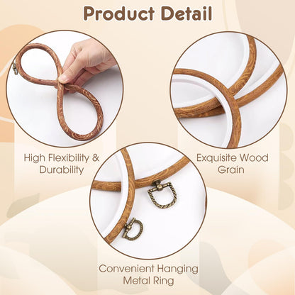 15 Pcs 3 Inch Embroidery Hoop Set, Imitation Wood Rubber Cross Stitch Hoops, Round Sewing Frames for DIY Crafts, Art Projects, and Gift Making