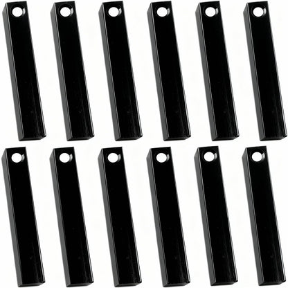 ABBECIAO 12PCS Black Anodized Aluminum 3D Rectangle Metal Stamping Blanks - 1 1/2" x 1/4" Solid Bar Pendants for Keychain Making