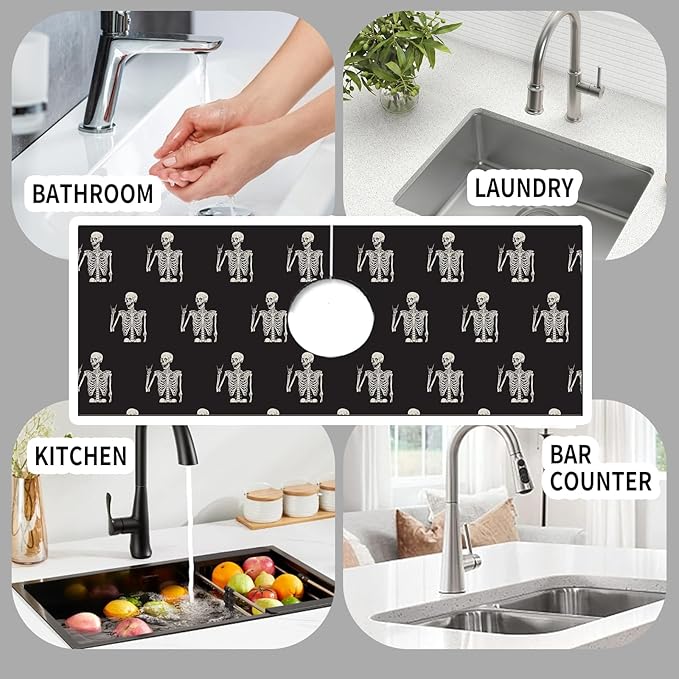 Absorbent Splash Guard Mat for Kitchen Sink, 15×5.5 Inch Cute Fast Drying Drip