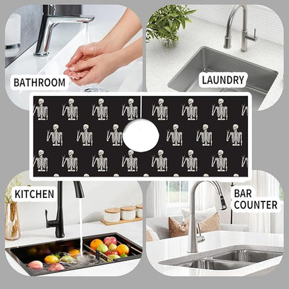 Absorbent Splash Guard Mat for Kitchen Sink, 15×5.5 Inch Cute Fast Drying Drip