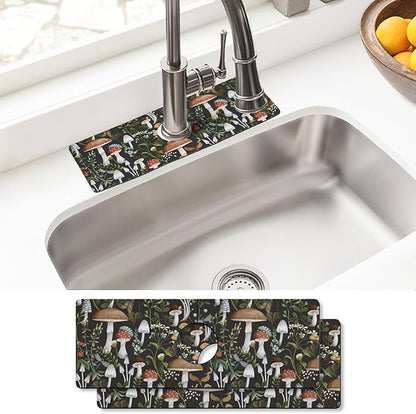 Sink Faucet Absorbing Mat, 2 Pack Drying Mat Around Faucet Sink Splash Guard