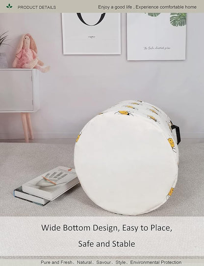 Round Folding Laundry Hamper, Canvas Basket, Nersury Hamper, Suitable