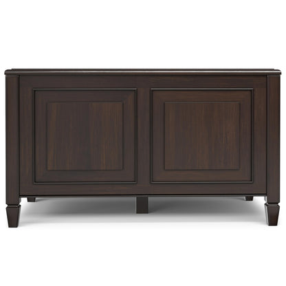 SIMPLIHOME Connaught Storage Bench - 36 inch Wide Solid Wood Small Trunk Bench in Chestnut Brown, Traditional Bench for Entryway with Lift-Up Lid and Dual Hidden Compartments