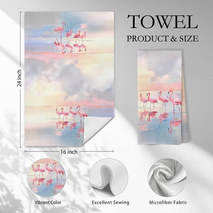Watercolor Pink Flamingo Kitchen Towels, Flamingo Gifts