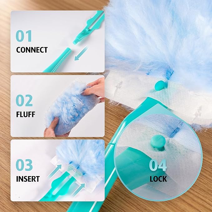 Duster Refill for Swiffer Duster, 4X Microfibers, Disposable Multi Surface