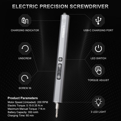 STREBITO Mini Electric Screwdriver, 144-Piece Electric Precision Screwdriver Set Small Power Screwdriver Cordless Rechargeable, Electronic Repair Tool Kit for PC, Computer, Laptop, Phone, RC Drone