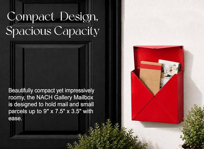 NACH Mailboxes for Outside Wall Mount, 10 x 10 x 4 inch Red Mail Boxes for House Outside, Waterproof Mailboxes for Outside - Chicago Style Mail Box