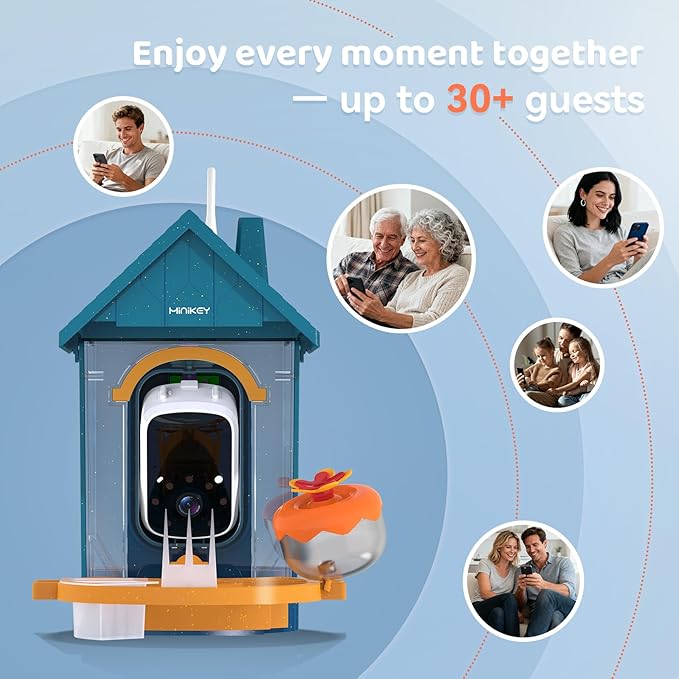Smart Bird Feeder with Camera Outdoor Birdhouse:AI Identifies 11000+ Species, Features 3K HD Quality and Arrived Alerts Function,Powered by 3 Solar Panels,Gifts for Mom Dad Bird Lovers