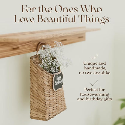 Boho Woven Wall Hanging Basket – Water Hyacinth Flat Back Basket