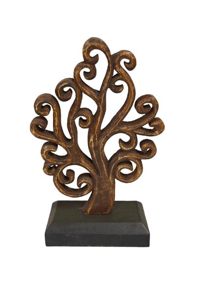 VANIYA CRAFTS® Wooden Carved Handmade Engraved Table Decor Table Sculpture Home Decor Statue for Living Room, Bedroom, Office Desktop, Cabinets (Walnut & Black)