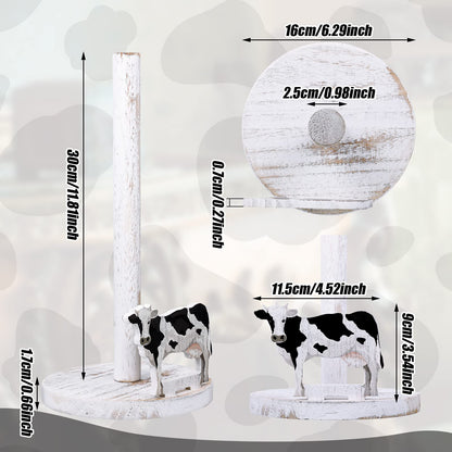Yetene Cow Paper Towel Holder Cow Kitchen Decor Wooden Farmhouse Paper Towel Holder Countertop Kitchen Accessories Farm Rustic Home Bathroom Living Room Table Decor Gifts
