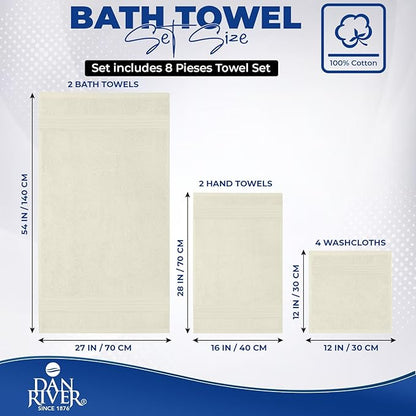 DAN RIVER 8 PC Luxury Bath Towels