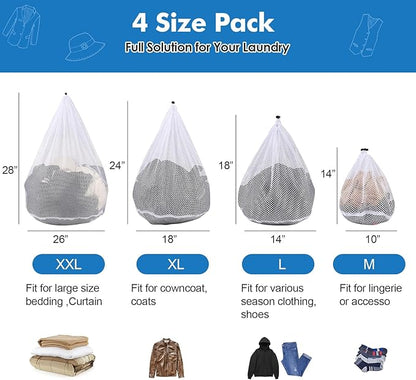 4Pcs Mesh Laundry Bags Washing Machine Mesh Wash Bags