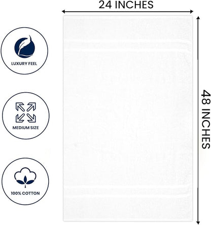 Basic Medium Bath Towels 24x48 Inches – Pack of 6 – White Color – Soft and