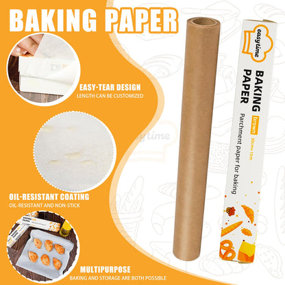 Parchment Paper Roll, 3 Boxes 12"x33ft Air Fryer Paper Liner Total 99′, Parchment Paper for Baking, Non-Stick Baking Paper with Cutter Oil Proof Heat-resistant for Cooking Grilling Steaming Brown