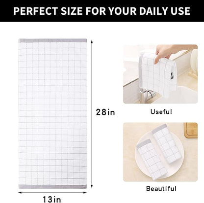 Homaxy 100% Cotton Terry Kitchen Towels, Checkered Designed, Soft and Super