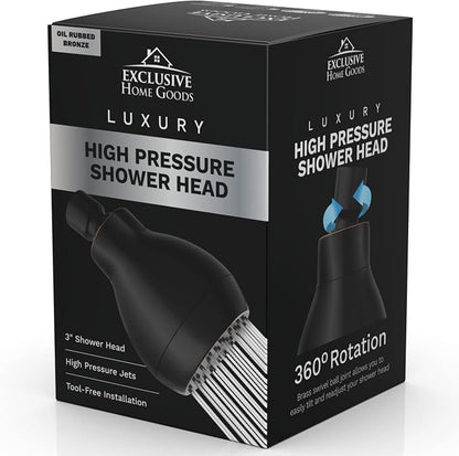 High Pressure Shower Head - Powerful Deluxe Bathroom Showerhead with Strong Spray Stream Universal Fit Works with High and Low Water Flow 1.8