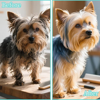 Cloud-Shaped Soft Bristle Small Dog Brush - Hollow Back Design for Easy Grooming - Ideal for Yorkie, Shih Tzu, Maltese Maltipoo Pomeranian- Puppy Essentials, Pet Hair Removal Essentials (Sky Blue)