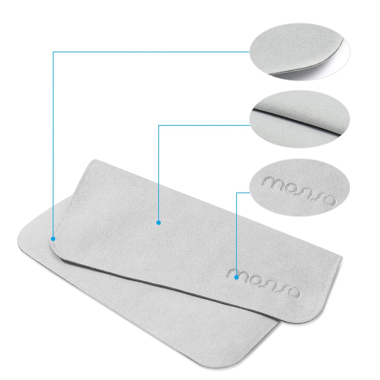 MOSISO Polishing Cloth, 2PCS Soft Microfiber Cloth Electronic Screen Cleaning Cloths Compatible with iPhone,Compatible with MacBook,Compatible with iPad,Tablets,Laptop Notebook Computer,Camera, Grey