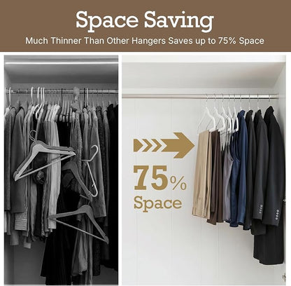 HOUSE DAY White Velvet Hangers 20 Pack, Non Slip Clothes Felt Hanger Heavy Duty for Coat, Premium Slim Space Saving Suit Hangers for Closet Organizer, 360° Rotating Silver Hook