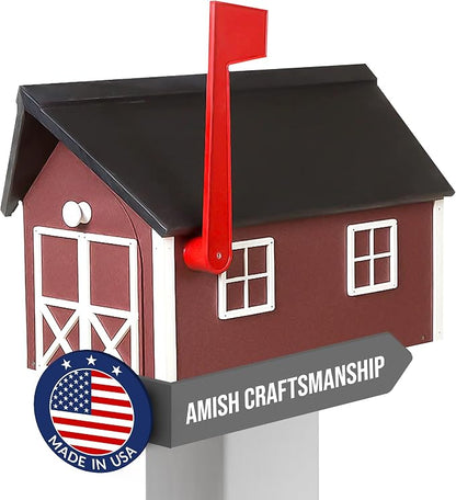 Peaceful Classics Poly Mailbox- Durable, Weather-Resistant Amish Craftsman Mailboxes for Outside Uses Like Front Yard and Road Side- Long-Lasting, Decorative, Modern Mailbox (Burgundy).