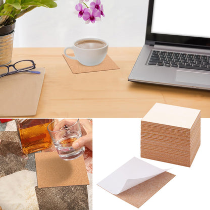 300 PCS 4 x 4 Inch Self Adhesive Cork Squares, Squares Backing Cork Tiles Sheets for Coasters, Perfect for DIY & Craft Projects