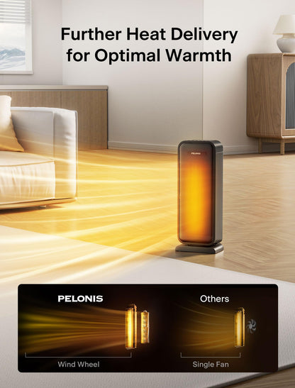 Pelonis 1500w Electric Space Heater for Indoor Use with Thermostat, Oscillation and Remote – Portable Ceramic Heater for Bedroom, Home and for Office Under Desk