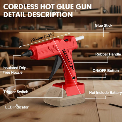 Cordless Hot Glue Gun Kit with Battery and Charger, 3.5Ah Rechargeable M18 Battery, 30pcs 0.43'' Glue Sticks, Fast Preheating, Wireless Full Size Glue Gun for Crafts & DIY