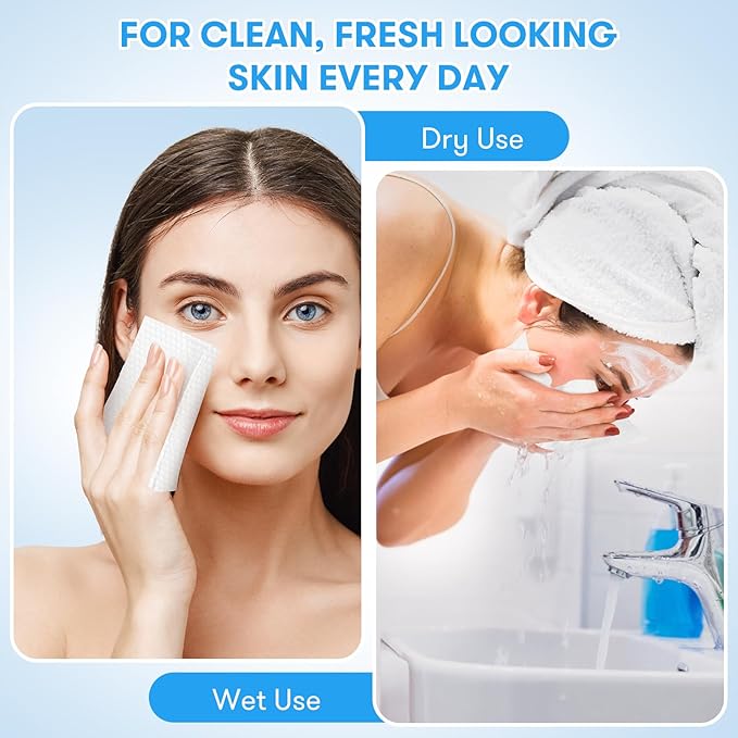 Disposable Face Towel, XL Unscented Facial Towelettes Soft Thick Absorbent