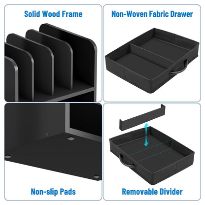 NiOffice Desk File Organizer for Home, Office, School, Wooden Frame Desktop Storage Solution for Office Supplies, Documents, Papers, Folders and Stationery, Space-Saving and Stylish Document Sorter