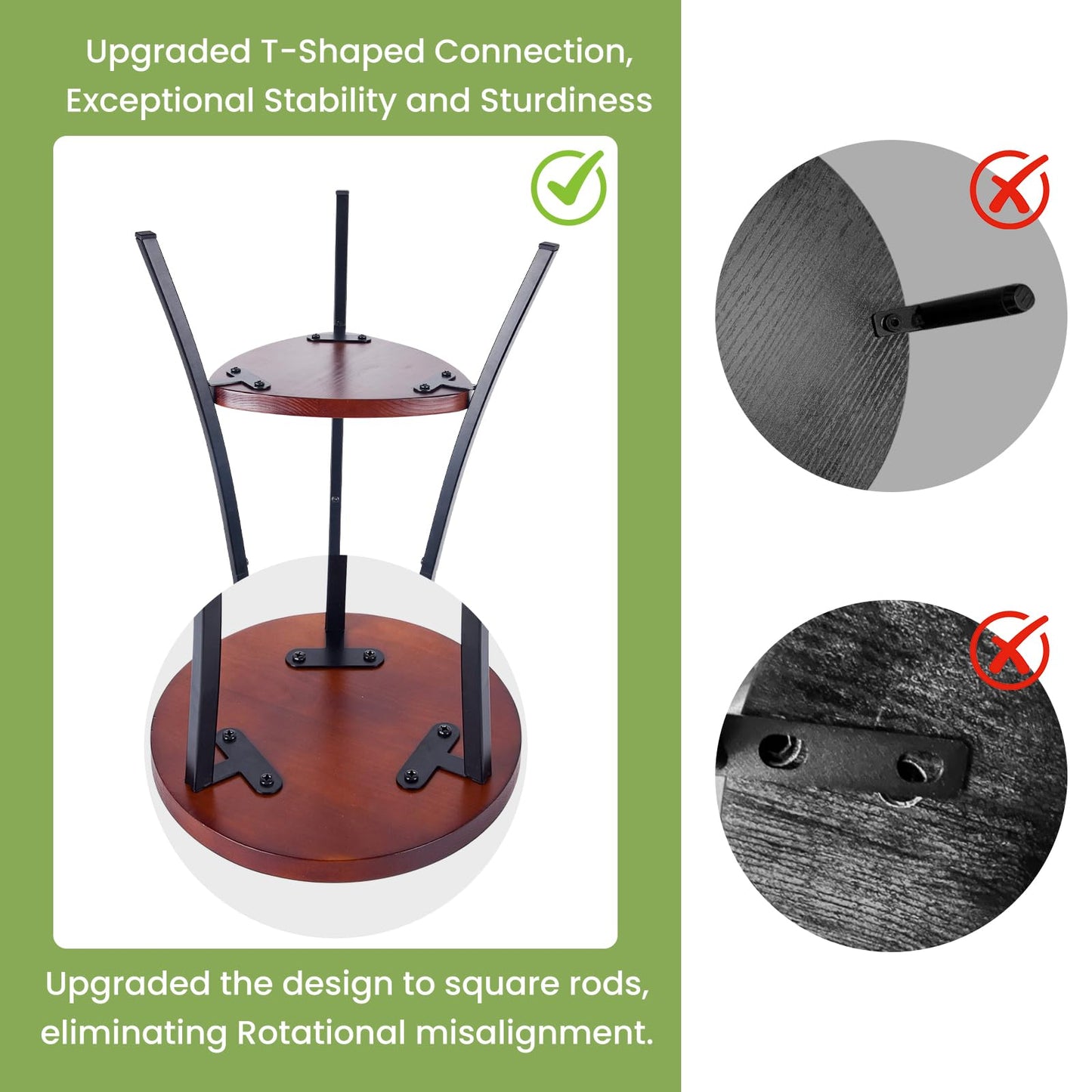 Yedcxup 2-Tier Tall Plant Stand Indoor Outdoor, Round Wooden Corner Plant Shelf with Walnut Panel & Black Metal Frame, Modern Flower Pot Holder Rack for Living Room, Balcony, Patio Decor