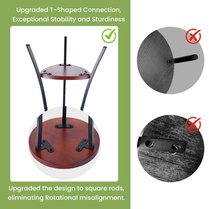 Yedcxup 2-Tier Tall Plant Stand Indoor Outdoor, Round Wooden Corner Plant Shelf with Walnut Panel & Black Metal Frame, Modern Flower Pot Holder Rack for Living Room, Balcony, Patio Decor