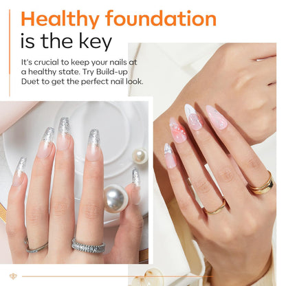 modelones Builder Nail Gel with Gel Top Coat, 3Pcs Clear Builder Nail Kit for Thickening Apex Building Extension Rhinestone Gel Tips Glue, U/V LED Lamp Cured for Home DIY Salon Girls