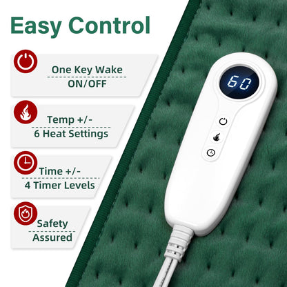 XXXL Heating Pad for Back & Women, Electric Large Heating Pads for Period Cramps Shoulder Neck Legs Pain Relief, 17"x33" King Size Heat Pad, Auto Off, Birthday Mother’s Day Gifts for Mom Dad Women Men