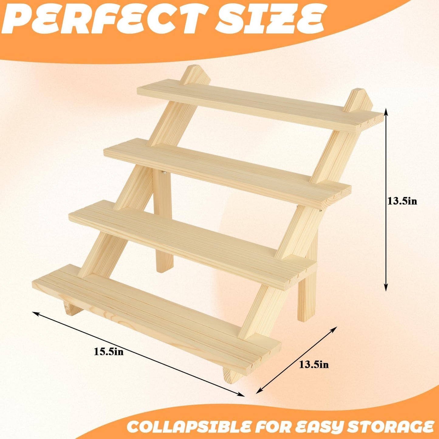 Oungy 2 Pack 4 Tier Wooden Display Stand Riser Detachable Wood Earring Display Cupcake Stands Jewelry Display for Vendors with Groove or Jewelry Cupcake Vendors Retail