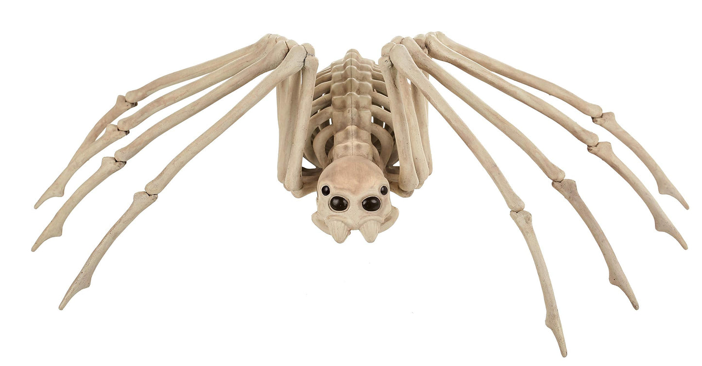 Crazy Bonez Skeleton Spider Halloween Decoration, 20.5 x 12 Inch Bendable Legs, Durable All-Weather Plastic Spooky Prop for Indoor or Outdoor Displays
