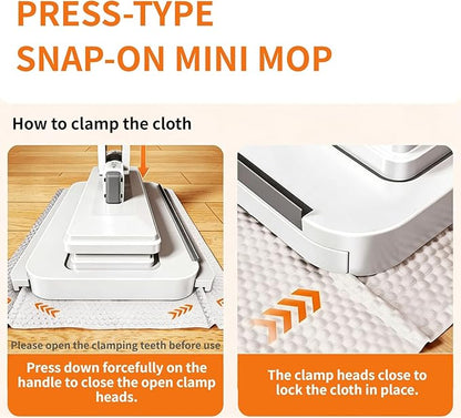 Snap Grip Mini Mop Stick with 39in Handle — Zero-Touch Gap Dust Cleaner &