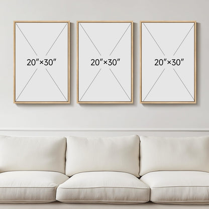 Framed Boho Sage Green Wall Art for Living Room, Large Mid Century Modern Tropical Leaf Canvas Artwork for Walls, 3 Piece Beige Orange Bohemian Wall Art Prints for Bedroom Kitchen Hallway, 16x24 Inch