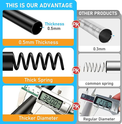 MEXAU Black Tension Curtain Rod 40-183 Inch Long Tension Rod 1.26" Spring Tension Curtain Rod Adjustable Curtain Rods No Drilling Tension Shower Rod Curtain Tension Rod for Bathroom Windows Doorways