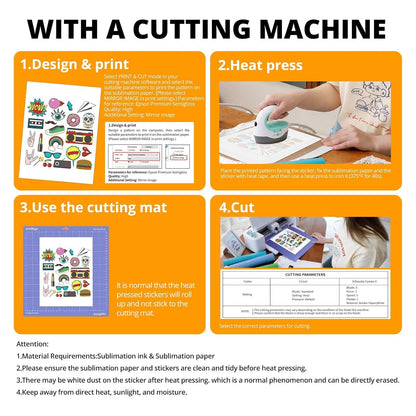 HTVRONT Sublimation Sticker Paper - 20 Pcs Glossy Transparent Waterproof Sublimation Stickers
