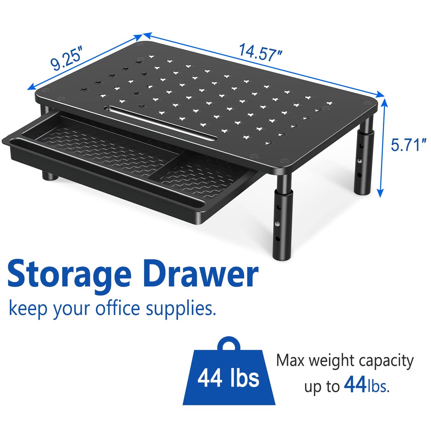 Zimilar 2 Pack Height Adjustable Monitor Stand Riser with Drawer Dual Wood Monitor Stand Riser