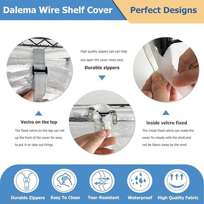 Waterproof Shelf Cover,Durable Dustproof Storage Wire Rack Covers,Outdoor Shelving Covers for Wire Shelves with Zipper 36''x16''x72'',Clear,Cover Only