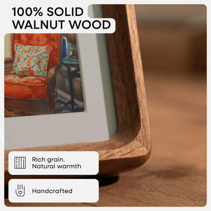Homeforia 12 x 18 Picture Frames Brown Wood, Mortise & Tenon Walnut 12x18 Photo Frame with Mat 8.5x11 for Wall, 12by18 Dark Wooden Frame Matted to 8.5 x 11 inch Art, Tempered Glass, Wall Kit, Set of 1