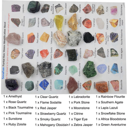 Rock & Mineral Collection Kit for Adults and Kids Natural Rocks for Tumbling Polishing Gemstone Raw Crystals Rough Stones for Wicca & Reiki (24Pcs)