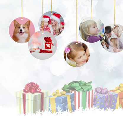 imprintfavor 12pcs Sublimation Ornaments Ceramic 2.83 inch Round Christmas Ornament Bulk Hanging Sublimation Ornaments Blanks for Crafting and Personalization (Round)