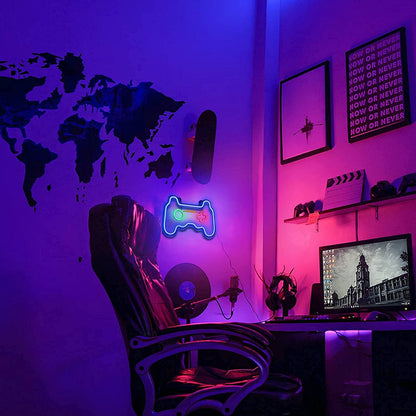 Led Dimmable Neon Signs Wall Decorations For Living Room|Bedroom Gamepad Controller Shape Lights Game Room Decor Accessories Cool Teen Boys|Girls|Kids Gamer Gifts