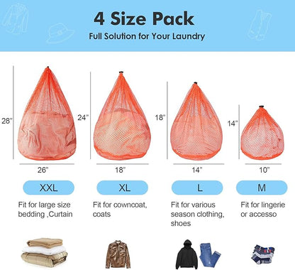 4Pcs Mesh Laundry Bags Washing Machine Mesh Wash Bags