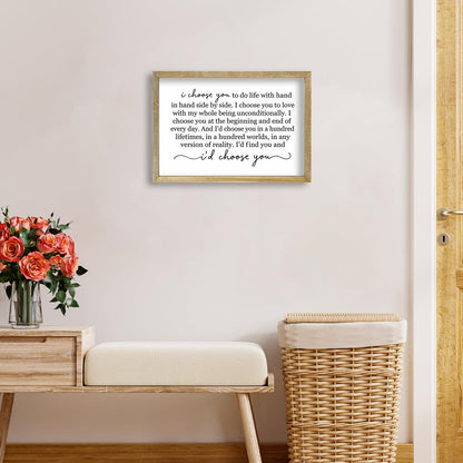 LuZhiQiang I Choose You To Do Life Sign Wall Decor 16X11 I Love You InchRomantic Marriage Art Wooden Framed Wall Hanging (Wood)